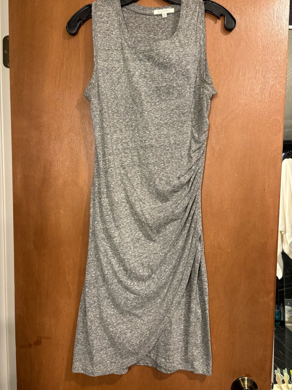 Z Supply Gray Sleeveless Draped Midi Dress